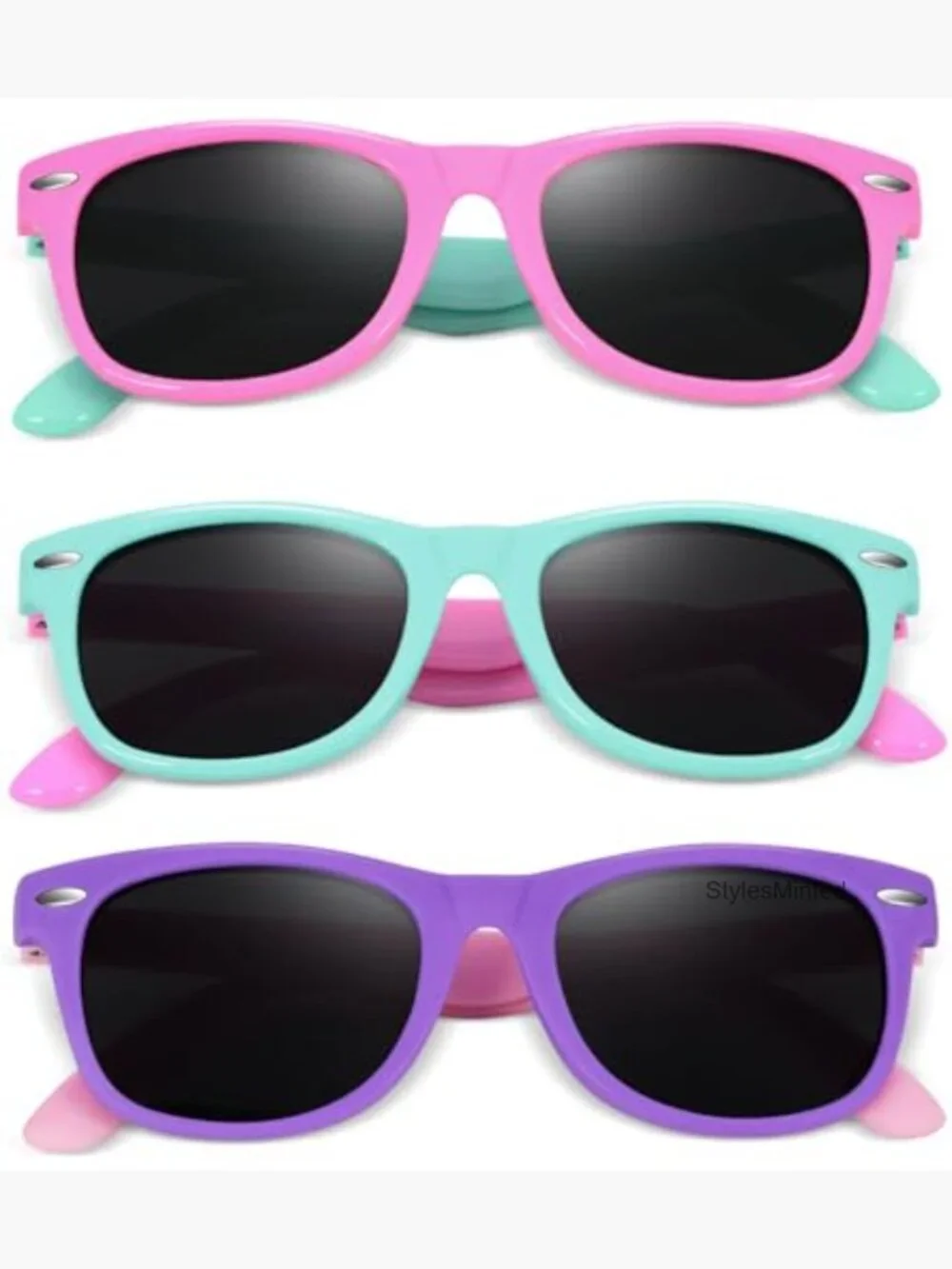 Kids Polarized Sunglasses UV Protection Flexible Rubber 3 Pack